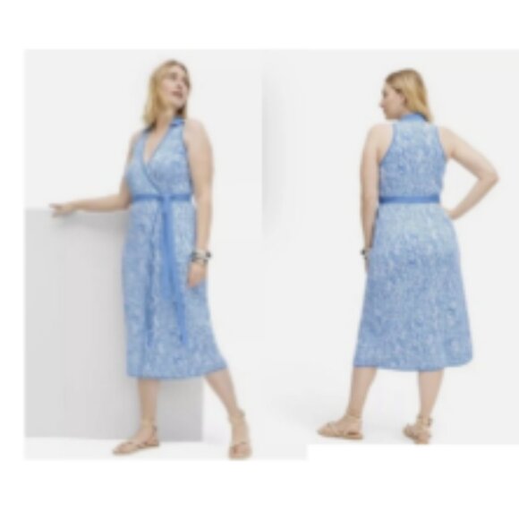 Diane Von Furstenberg X Target Collared Sea Twig Blue Wrap Dress M🆕📦⌚🏃🏻💨⚡🚚 - Picture 6 of 16